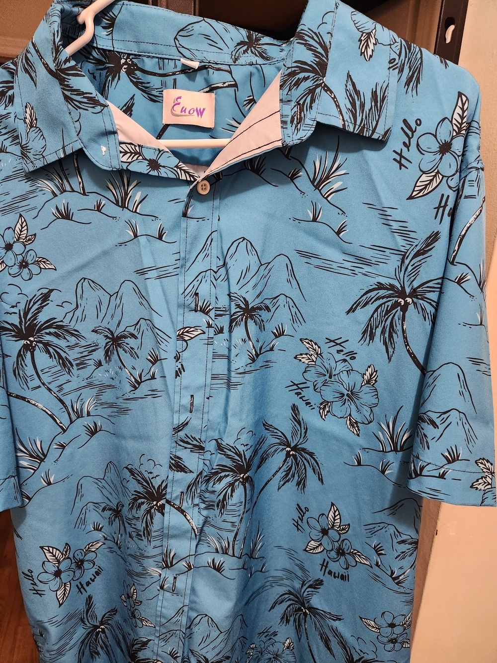 Euow Blue Hawaiian Print Men’s Shirt